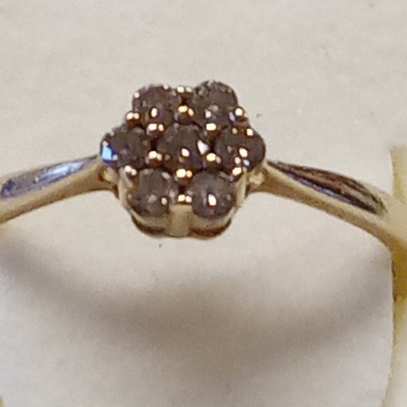 10KT Champagne Diamond Cluster Ring and Earrings Fine Jeweley - Picture 7 of 8